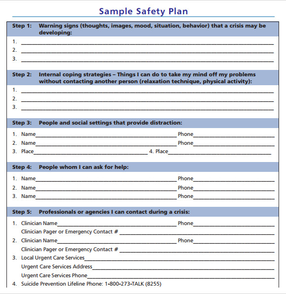 sample safety plan pdf