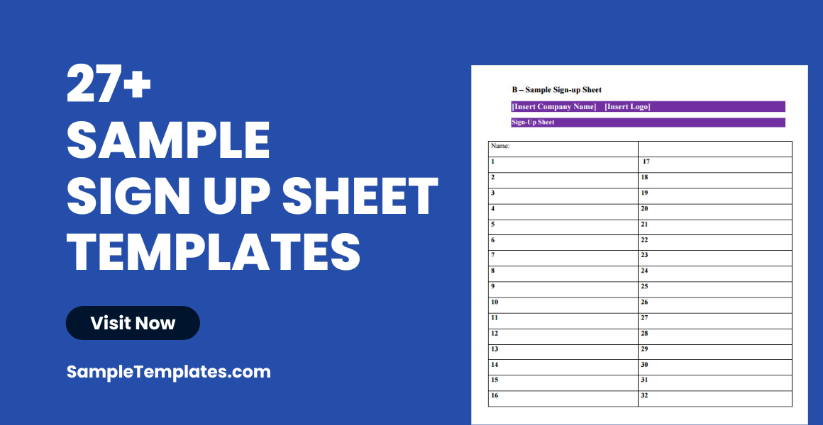 sample sign up sheet templates