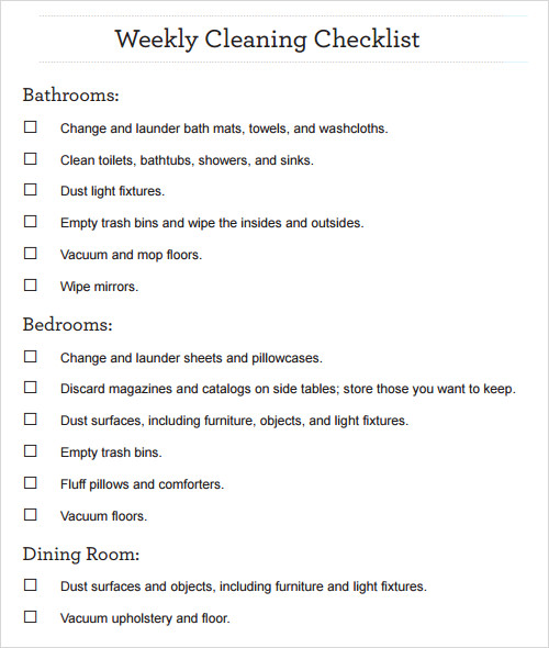 spring cleaning checklist and schedule