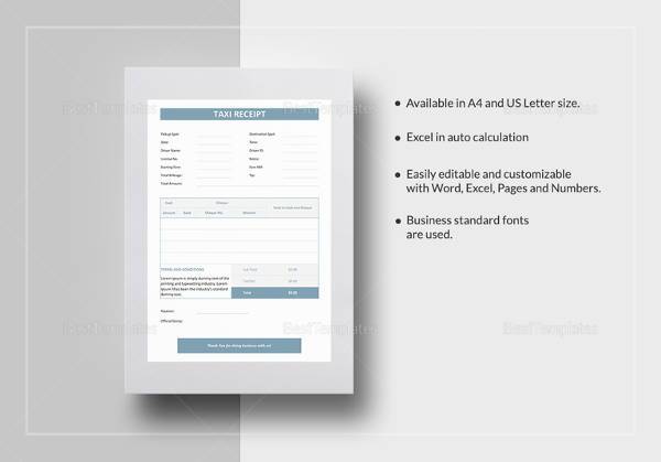 sample taxi receipt template in word