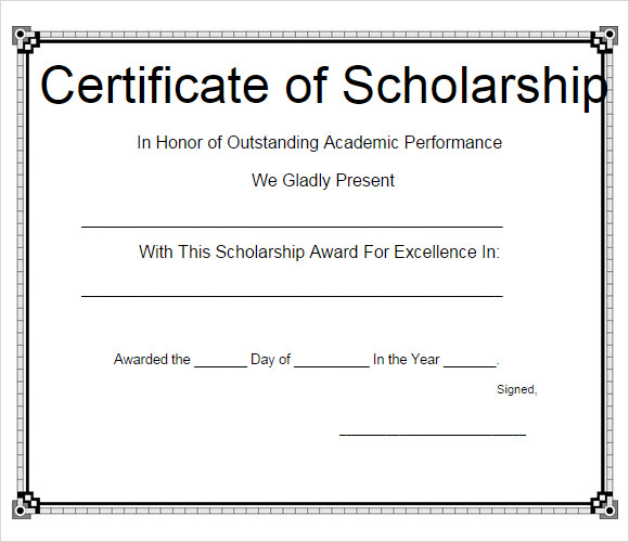 Certificate Of Scholarship Template