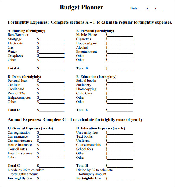 simple budget planner