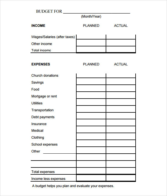 simple budget template pdf