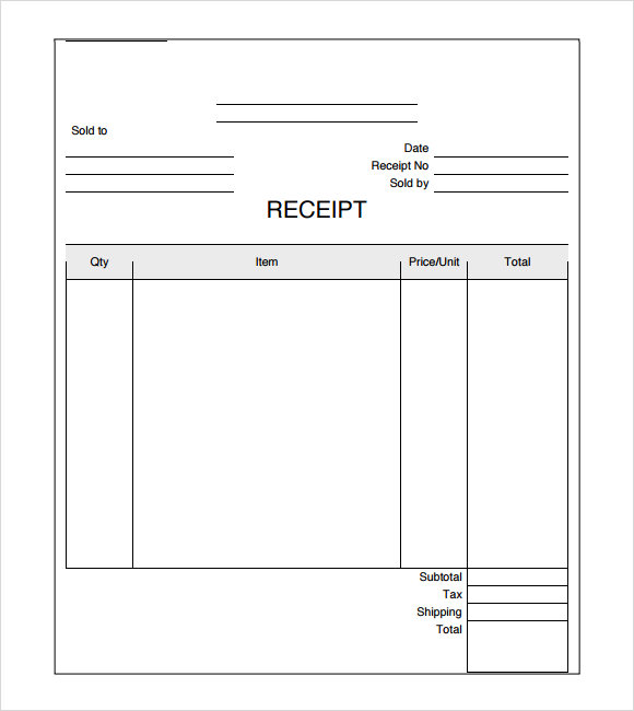 receipt template word