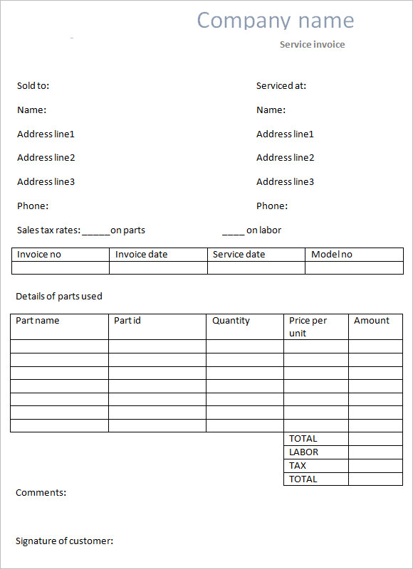 10 service invoice templates free samples examples format sample