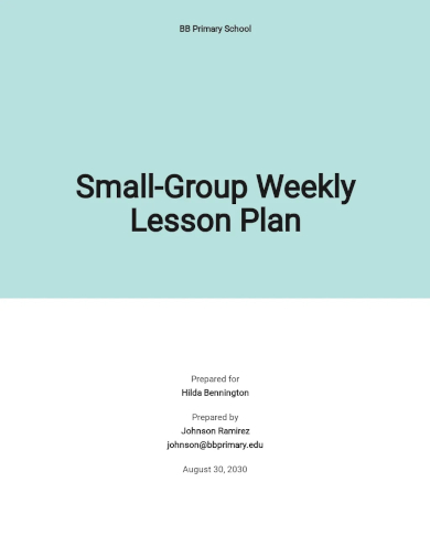 small group weekly lesson plan template