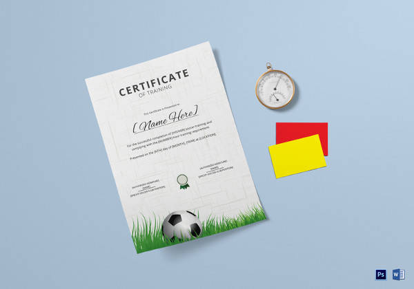 soccer training certificate template