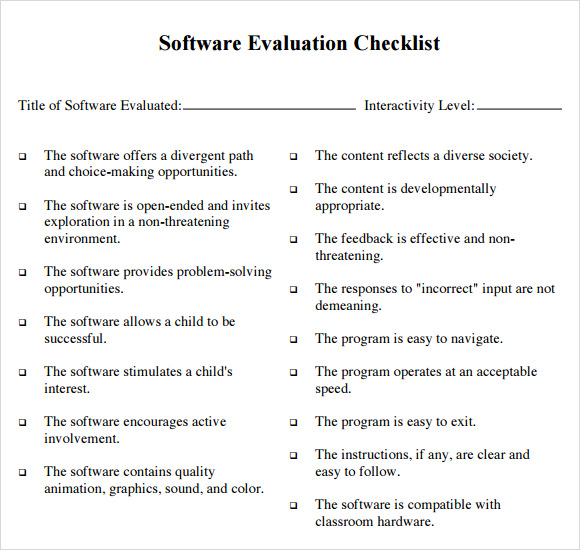 8 Software Evaluation Samples Sample Templates