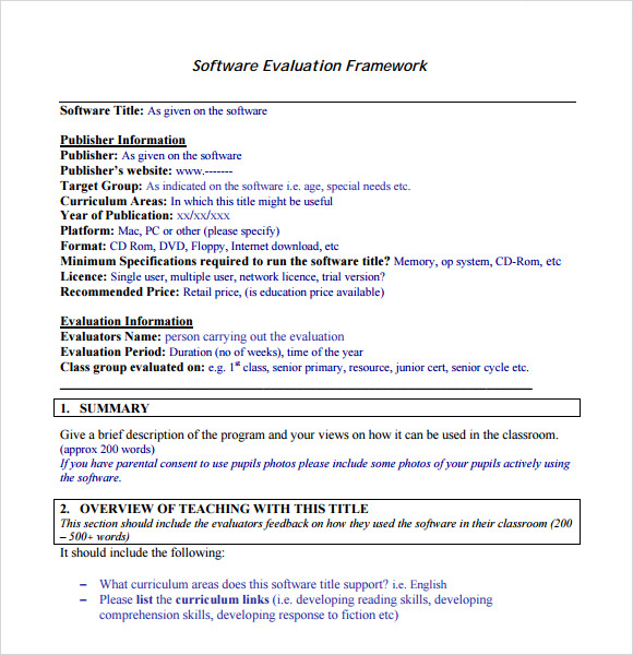 software evaluation framework