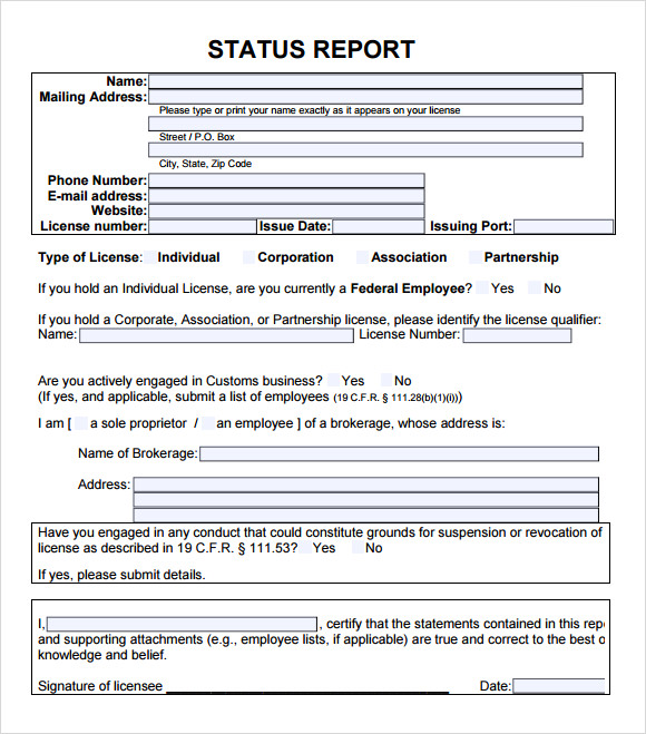 8+ Status Report Samples | Sample Templates