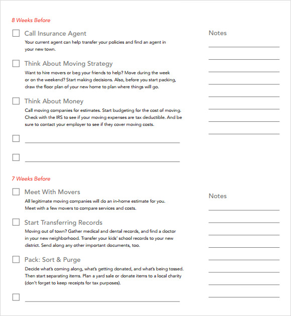 FREE 12 Moving Checklist Templates In Google Docs MS Word Pages PDF