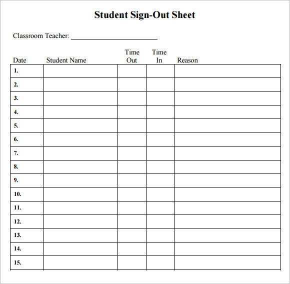 Sign Out Sheet Template – 9+ Free Samples , Examples , Format