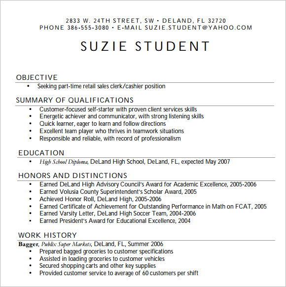 FREE 9 High School Resume Templates In Free Samples