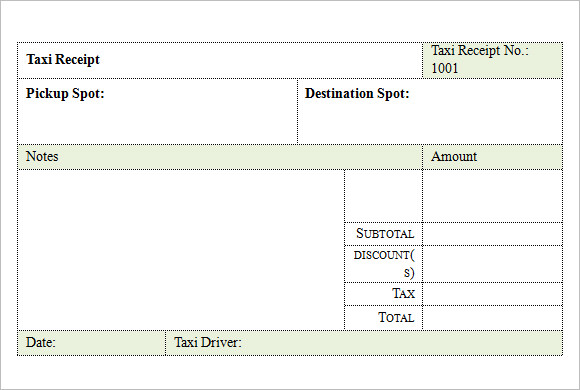 download taxi bill format in word