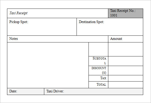 taxi bill format in excel free download