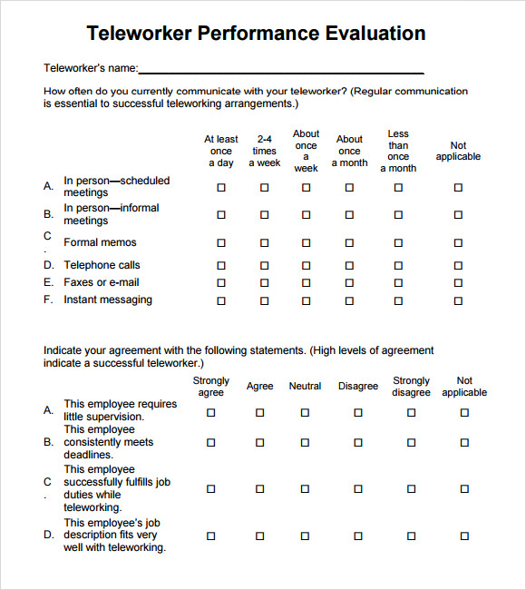 teleworker performance evaluation