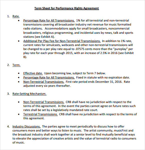 FREE 10  Sample Term Sheet Templates in Google Docs Google Sheets