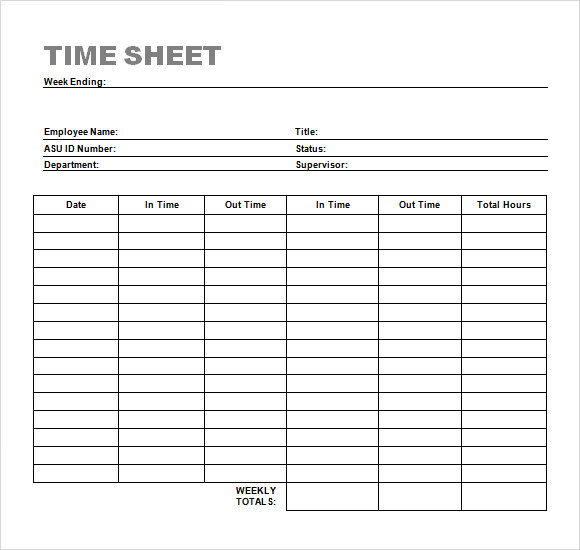 Free Printable Time Sheets Word - Printable World Holiday