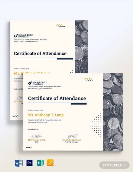training attendance certificate template