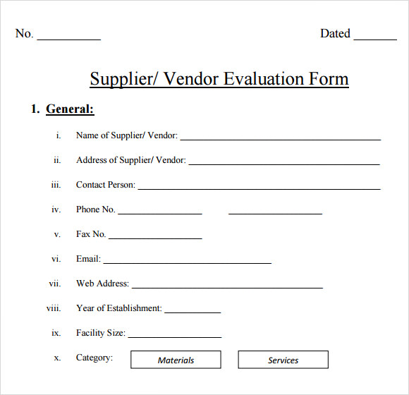 vendor evaluation form