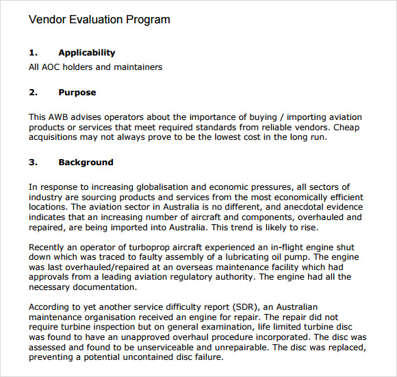 vendor evaluation program