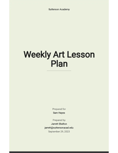 weekly art lesson plan template