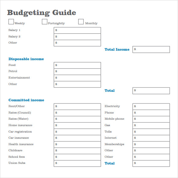 planning a budget template