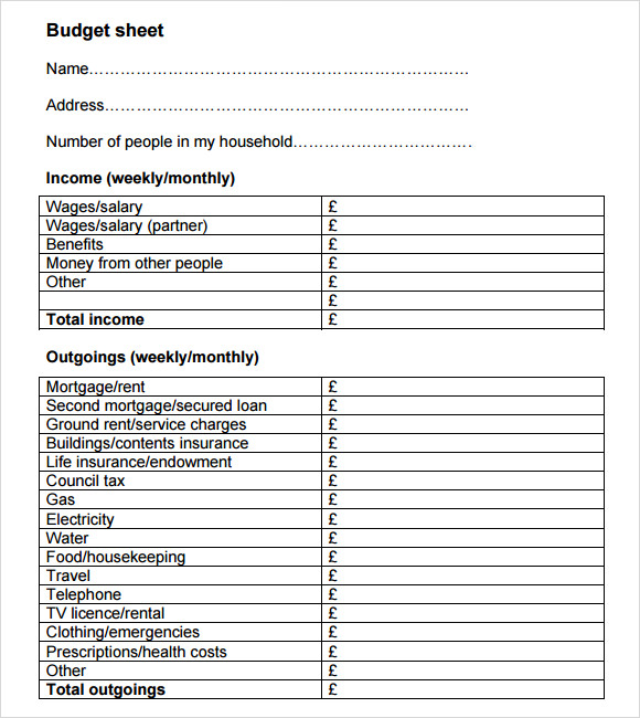 weekly budget plan template