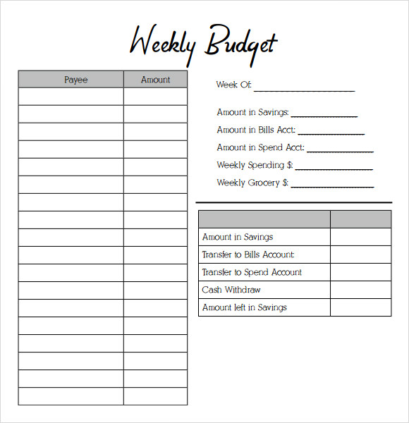 14 Weekly Budget Template Free Word Excel PDF Formats Samples 