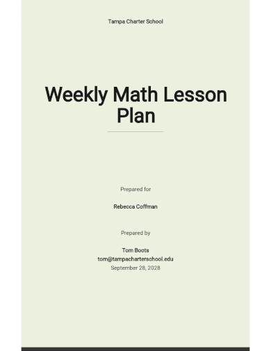 weekly math lesson plan template