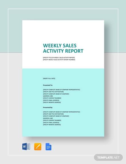 weekly sales activity report