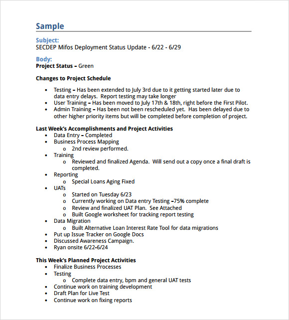 FREE 9+ Status Report Samples in Google Docs MS Word Pages PDF