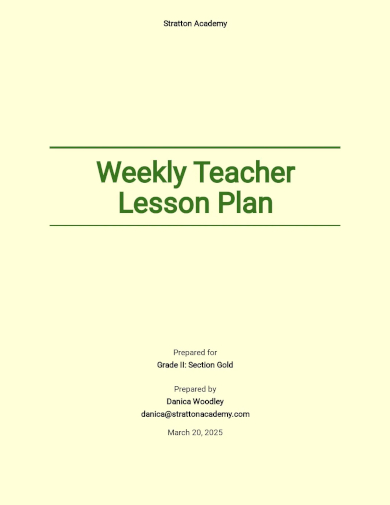 weekly teacher lesson plan template