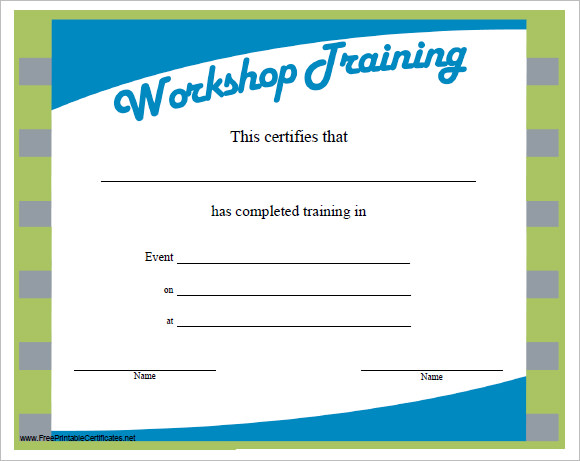 workshop training certificate