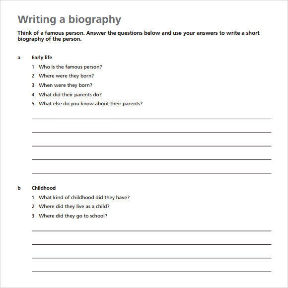 writing biography timeline template