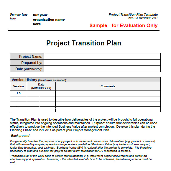 FREE 7+ Transition Plan Templates in PDF MS Word