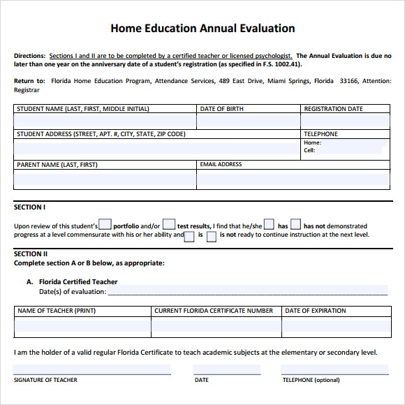 yearly evaluation form