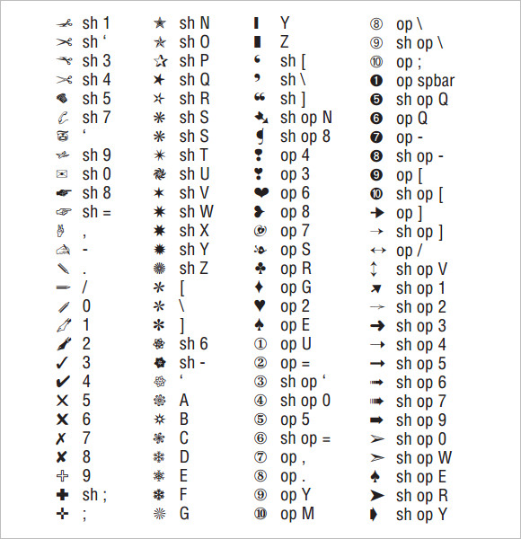 FREE 8+ Sample Wingdings Chart Templates in PDF | MS Word