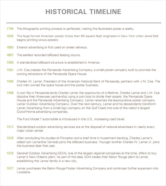 FREE 6  Sample Advertising Timeline Templates in PDF MS Word