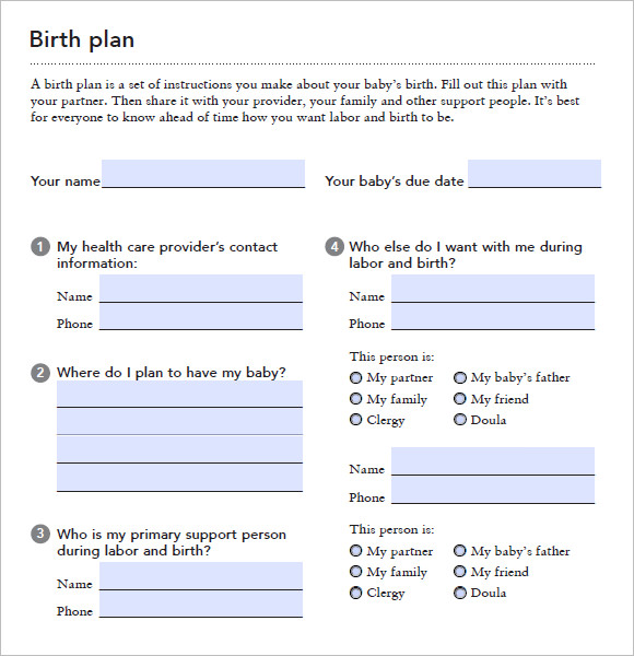 FREE 10 Birth Plan Templates In Google Docs MS Word Apple Pages PDF