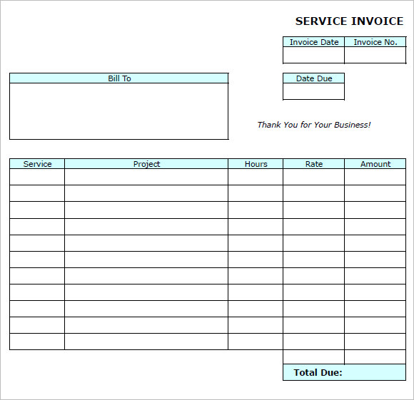 blank service invoice template