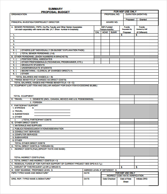 budget proposal template free