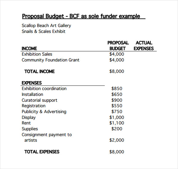 budget proposal template sample