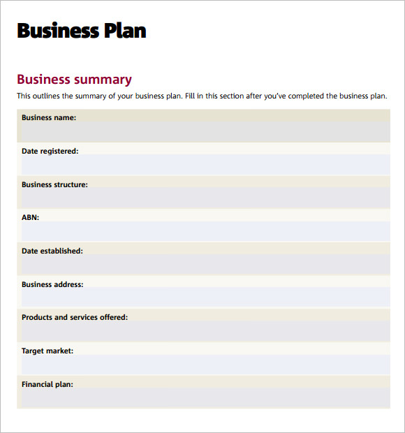 business plan structure pdf