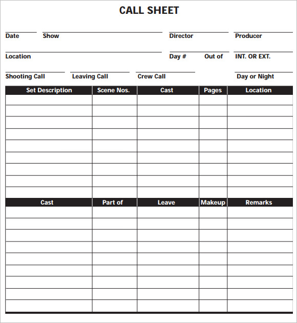 printable sample sheet time in Templates Sheet  Sample 10 Free Call Sample FREE