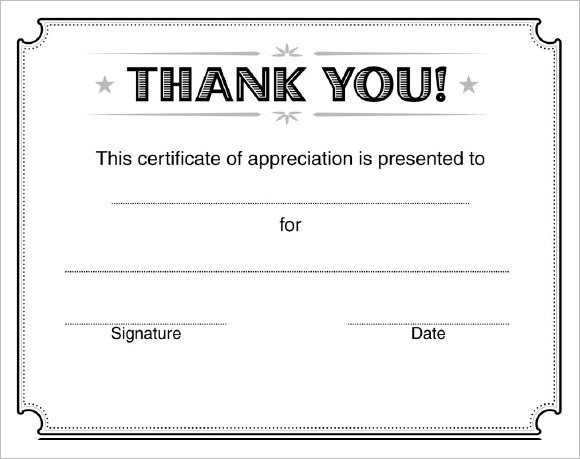 free printable certificate of appreciation templates