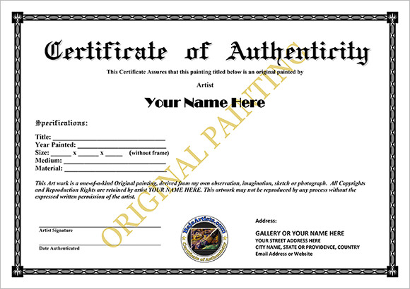 Design Templates Paper INSTANT DOWNLOAD Diy Authenticity Certificate 