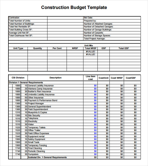 9+ Construction Budget Samples PDF, Word Sample Templates