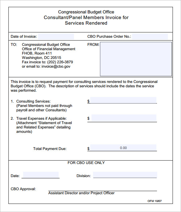 sample invoice consulting services