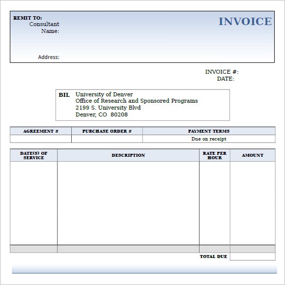 free consulting invoice template excel download